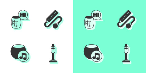 Poster - Set Vacuum cleaner, Voice assistant, and Electric extension cord icon. Vector