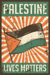 Retro grunge Palestine flag freedom poster
