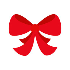 Wall Mural - Red ribbon bow Christmas icon in flat style. Vector flat illustration of ribbon bow for decoration