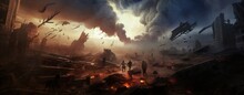 The Doomsday Scene Of A Catastrophe, Digital Illustration, Generative AI