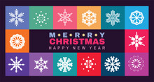 Merry Christmas And Happy New Year 2024  Holiday Template Design Banner, Poster, Card, Cover  Gifts, Santa, Ball Toy, Christmas Tree, Snowflake   Modern Xmas Flat Cartoon Cute Vector Illustration