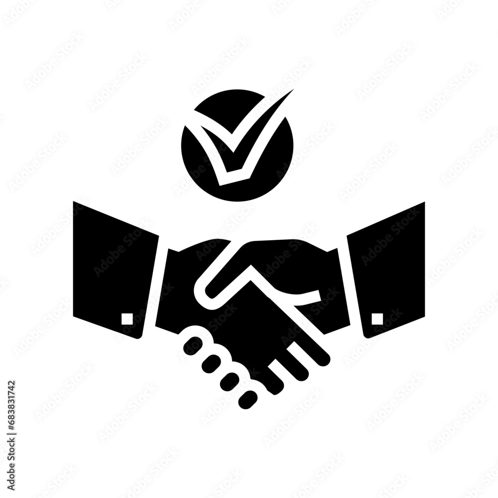 handshake check mark glyph icon vector. handshake check mark sign ...