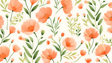Digital Pink And Orange Flowers Pattern Abstract Graphic Poster Background