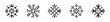  Pixel snowflakes icon collection. Pixel art snowflake icon set. Flat black snowflake icons.
