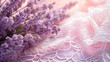 close up lavender with lace and pink backgrounds