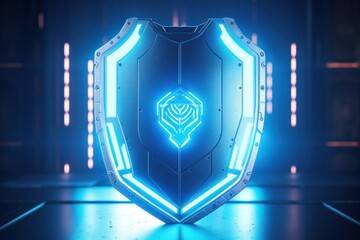 Wall Mural - Futuristic Cybersecurity Shield Concept