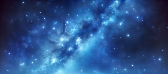 Poster - Dark blue galaxy background with stars.