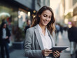 © ittipol - young businesswoman working on laptop ,generative ai