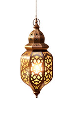 Ramadan kareem arabic lantern with candlelight. Muslim holiday, Islamic ramazan fasting on isolated transparent background.