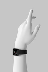 Aufkleber - White Abstract Hand with Black Modern Smart Watch. 3d Rendering