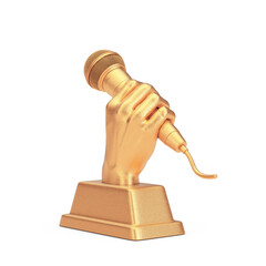 Aufkleber - Golden Music Award Trophy in Shape of Hand with Microphone. 3d Rendering