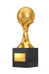 Aufkleber - Golden Award Trophy with Golden Basketball Ball. 3d Rendering