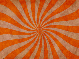 Wall Mural - Old paper poster with geometric rays. Star burst pattern. Vintage design in brown and orange tones.