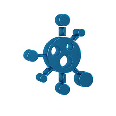 Poster - Blue Molecule icon isolated on transparent background. Structure of molecules in chemistry, science teachers innovative educational poster.