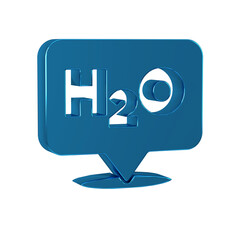 Wall Mural - Blue Chemical formula for water drops H2O shaped icon isolated on transparent background.