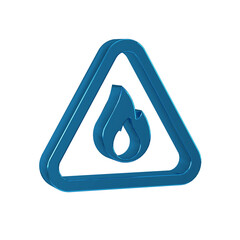 Sticker - Blue Fire flame in triangle icon isolated on transparent background. Warning sign of flammable product.