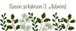 Einen schönen 3. Advent – Schriftzug in deutscher Sprache. Grußkarte mit winterlichen Zweigen und Beeren.
