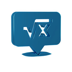 Canvas Print - Blue Square root of x glyph icon isolated on transparent background. Mathematical expression.