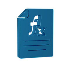 Poster - Blue Function mathematical symbol icon isolated on transparent background.