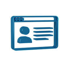 Poster - Blue Online class icon isolated on transparent background. Online education concept.