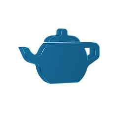 Wall Mural - Blue Traditional Chinese tea ceremony icon isolated on transparent background. Teapot with cup.