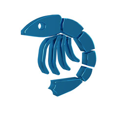 Wall Mural - Blue Shrimp icon isolated on transparent background.