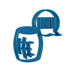 Poster - Blue Voice assistant icon isolated on transparent background. Voice control user interface smart speaker.