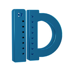 Poster - Blue Protractor grid for measuring degrees icon isolated on transparent background. Tilt angle meter. Measuring tool. Geometric symbol.
