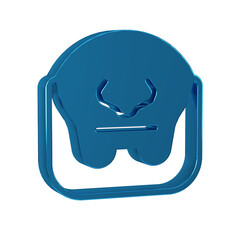 Sticker - Blue Mustache and beard icon isolated on transparent background. Barbershop symbol. Facial hair style.