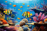 Fototapeta Dmuchawce - Colorful tropical coral reef and fish in the Sea.