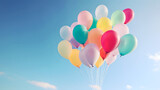 Fototapeta Nowy Jork - colorful balloons in the sky. Generative AI