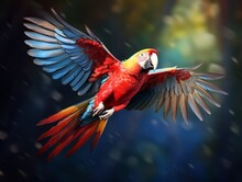 Experience The Spectacular Beauty Of A Rainbow Parrot Mid-Flight! Generative AI