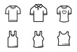 set of t-shirts and undershirts icons