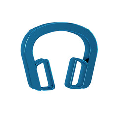 Canvas Print - Blue Headphones icon isolated on transparent background. Earphones. Concept for listening to music, service, communication and operator.