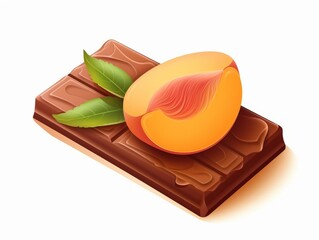 Indulge in Sweetness: Captivating Peach Chocolate Bar on a Pristine White Background Generative AI