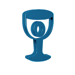 Poster - Blue Medieval goblet icon isolated on transparent background. Holy grail.