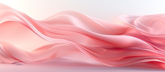 Poster - The abstract textile design in organza showcases an artistic wave of light and shadow, creating a decorative wallpaper with a pink hue and a transparent texture. The fabric's delicate cloth elegantly