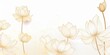 Luxury hand drawn lotus flowers background . Elegant gradient gold lotus flowers line art, leaves on white background. Oriental design for wedding invitation, cover, print, decoration, Generative AI