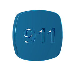 Poster - Blue Telephone with emergency call 911 icon isolated on transparent background. Police, ambulance, fire department, call, phone.