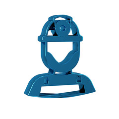 Poster - Blue Miner in a helmet icon isolated on transparent background.