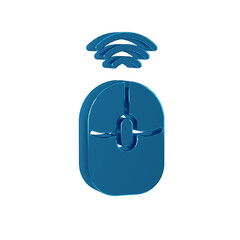 Poster - Blue Wireless computer mouse icon isolated on transparent background. Optical with wheel symbol.