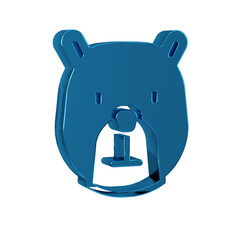 Sticker - Blue Bear head icon isolated on transparent background.