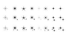 Sparkling Stars Composition. Glowing Black Star Stencil, Isolating Various Sparkling Elements. Sky Objects, Flashing Vector Sign Clipart
Collection Of Different Christmas Snowflakes