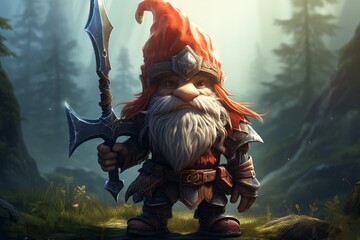 Ancient Gnome warrior. Anger man. Generate Ai