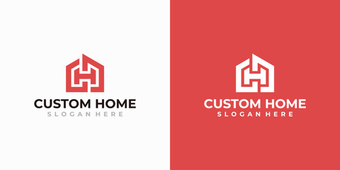 Poster - initial letter h house logo design. minimalist logo for home and real estate.