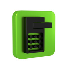 Poster - Black Digital door lock with wireless technology for unlock icon isolated on transparent background. Door handle sign. Security smart home. Green square button.