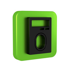 Aufkleber - Black Human hand scanning with finger scan on access control machine icon isolated on transparent background. Identification sign. Touch id. Green square button.