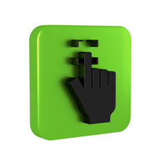 Aufkleber - Black Fingerprint icon isolated on transparent background. ID app icon. Identification sign. Touch id. Green square button.