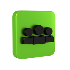 Fototapete - Black Users group icon isolated on transparent background. Group of people icon. Business avatar symbol - users profile icon. Green square button.