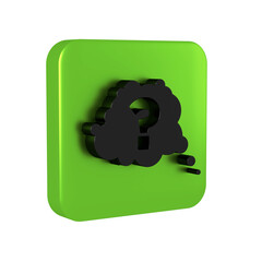 Poster - Black Question mark icon isolated on transparent background. FAQ sign. Copy files, chat speech bubble and chart. Green square button.